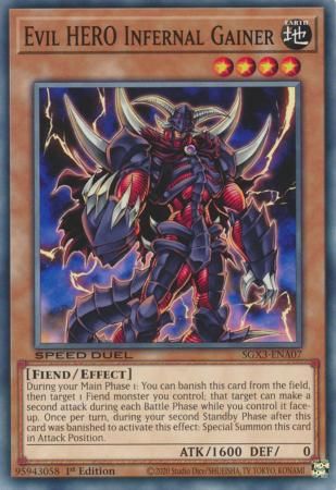 Evil HERO Infernal Gainer - SGX3-ENA07 - Common 1st Edition Speed Duel GX: Duelists of Shadows Singles