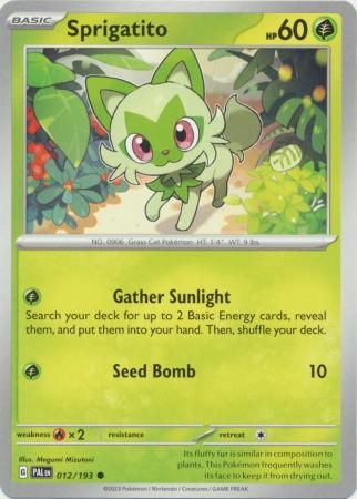 Sprigatito - 012/193 - Common Scarlet &amp; Violet: Paldea Evolved Singles