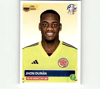 Jhon Duran  2024 Panini CONMEBOL Copa America Sticker #COL19 Colombia