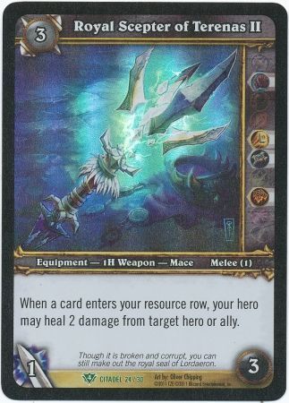 Royal Scepter of Terenas II - Citadel 24/30 - Uncommon WoW: Assault on the Icecrown Citadel Raid Deck  foil