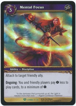 Mental Focus - Citadel 6/30 - Uncommon WoW: Assault on the Icecrown Citadel Raid Deck foil