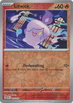 Litwick - 036/197 - Common Reverse Holo Scarlet &amp; Violet: Obsidian Flames Reverse Holo Singles
