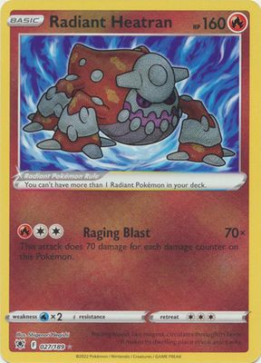 SJ Radiant Heatran - 027/189 - Radiant Rare Sword &amp; Shield: Astral Radiance Singles