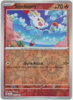 Scorbunny - 026/142 - Common Reverse Holo Scarlet &amp; Violet: Stellar Crown Reverse Singles