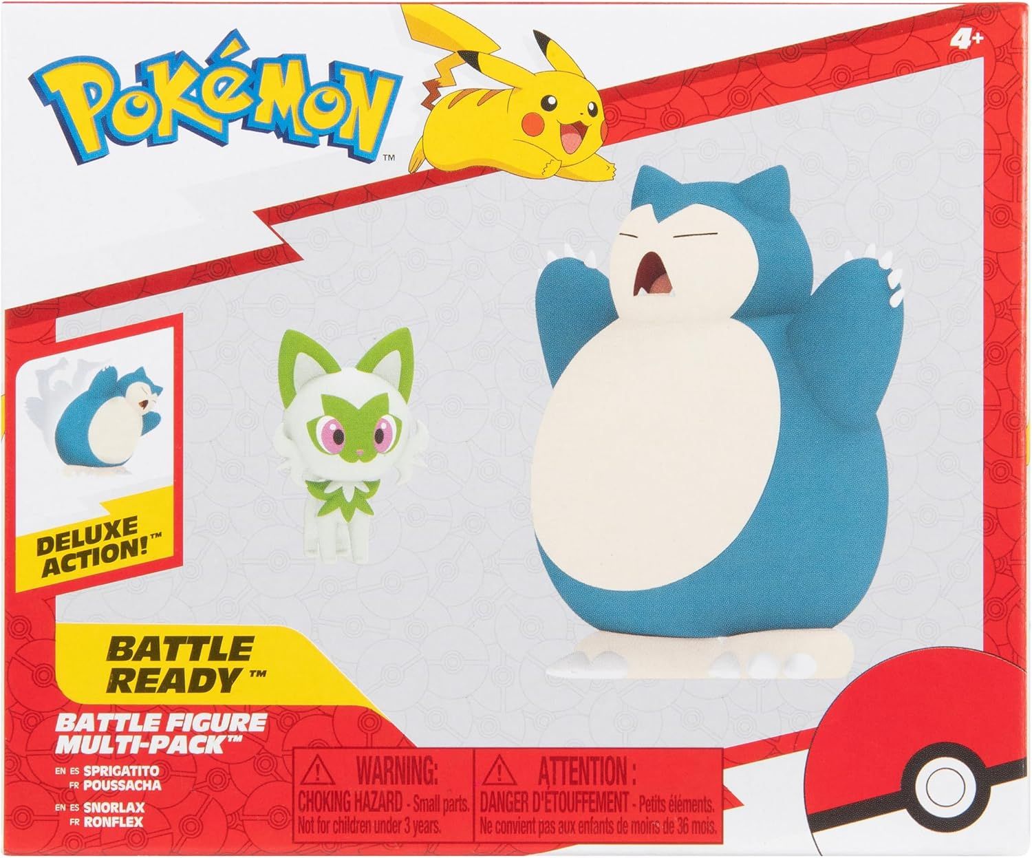 DS Pokemon Battle Figure 2 Pack  Sprigatito y Snorlax Battle Ready Figuras Pokemon