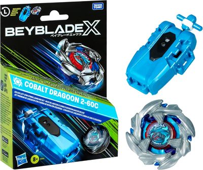 DS Beyblade X Cobalt Dragoon 2-60C Deluxe Left-Spin String Launcher Set with Attack Type Top Nuevo