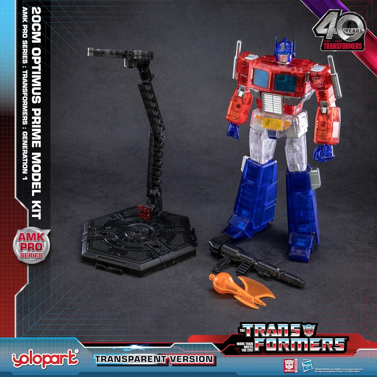 DS YOLOPARK Transformers G1 Optimus Prime Action Figura Transparente 7.87 Pulgadas Optimus Prime Figura Transformer Figura Nueva