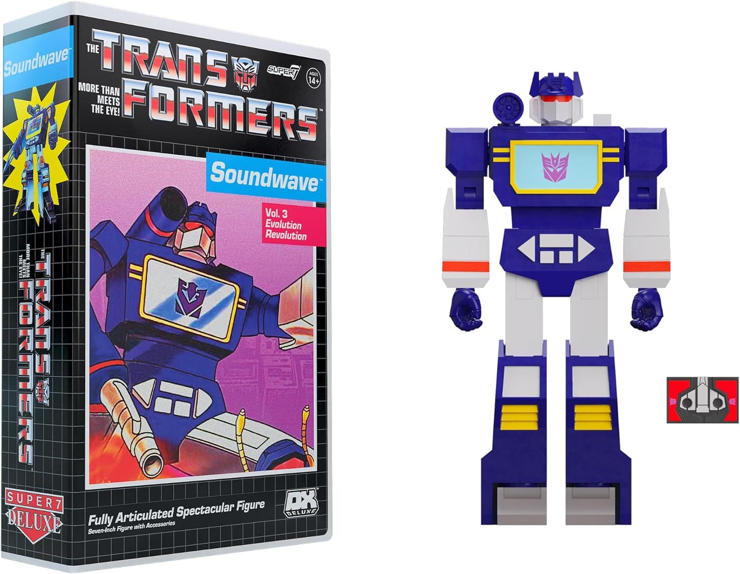 DS Super7 Transformers Deluxe Soundwave (VHS) - 7 Pulgadas Transformers FIgura Nueva