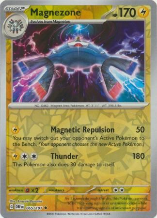 Magnezone - 065/197 - Uncommon Reverse Holo Scarlet &amp; Violet: Obsidian Flames Reverse Holo Singles