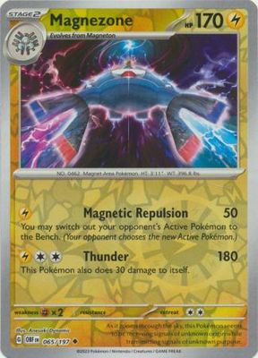 Magnezone - 065/197 - Uncommon Reverse Holo Scarlet &amp; Violet: Obsidian Flames Reverse Holo Singles