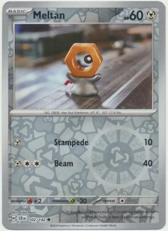 Meltan - 102/142 - Common Reverse Holo Scarlet &amp; Violet: Stellar Crown Reverse Singles