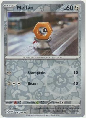 Meltan - 102/142 - Common Reverse Holo Scarlet &amp; Violet: Stellar Crown Reverse Singles
