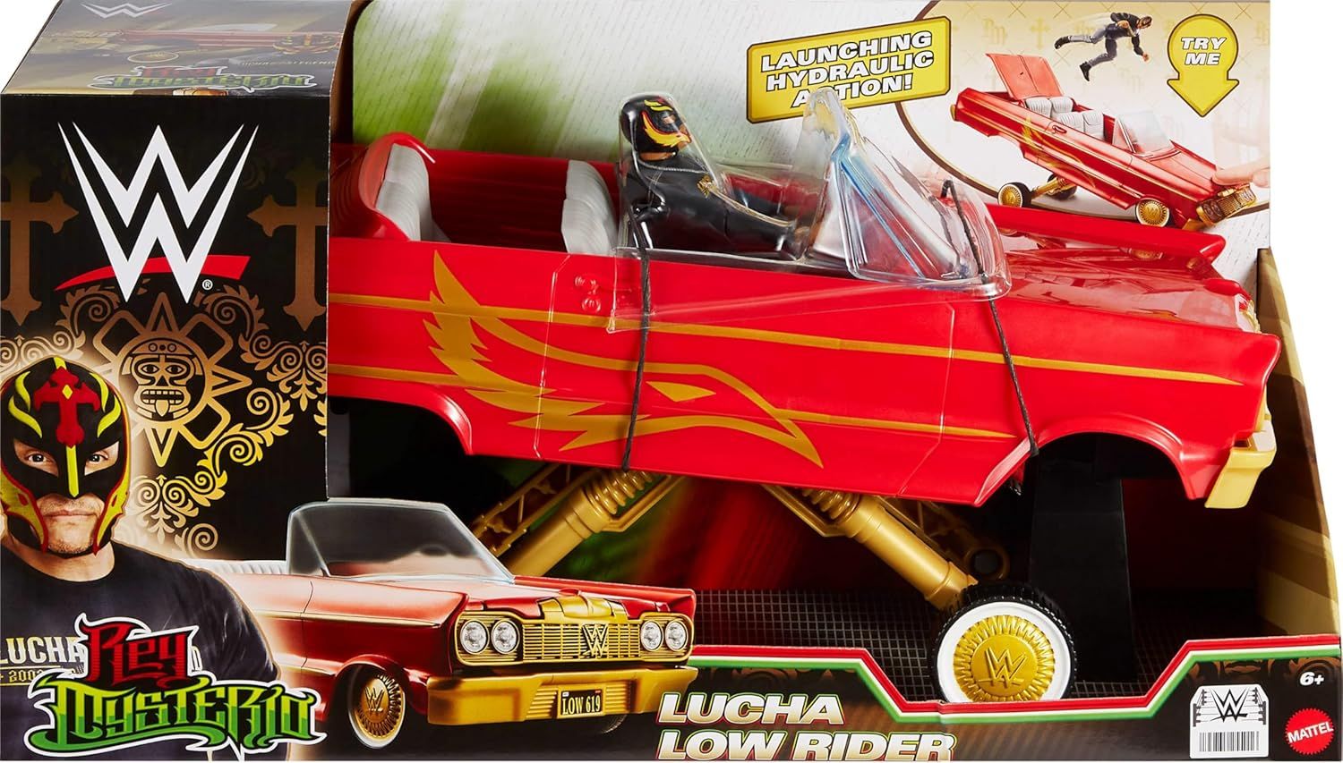 DS Mattel WWE Figura Rey Mysterio Lucha Low Automovil Nuevo