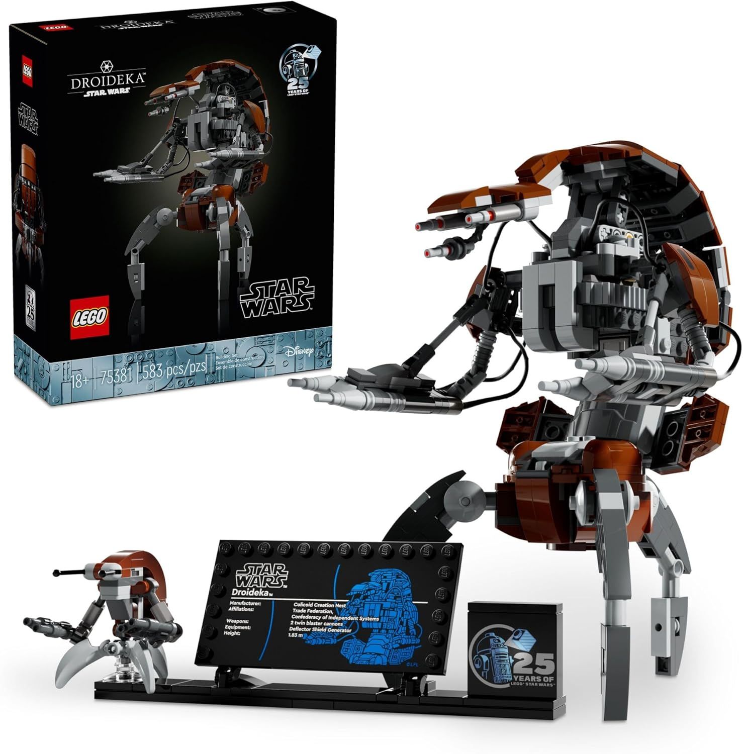 DS LEGO Star Wars Droideka Model for Build and Display, Collectible Brick Built Destroyer Droid Nuevo 75381