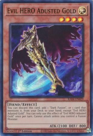 Evil HERO Adusted Gold - RA04-EN029 - Ultra Rare 1st Edition Quarter Century Stampede 1st Edition Singles