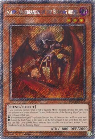 Scarm, Malebranche of the Burning Abyss - RA04-EN233 - Plat Secret Rare 1st Edition Quarter Century Stampede 1st Edition Singles