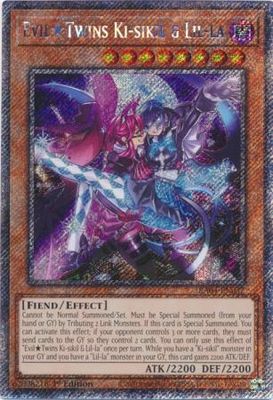 EvilTwins Ki-sikil &amp; Lil-la - RA04-EN037 - Platinum Secret Rare 1st Edition Quarter Century Stampede 1st Edition Singles
