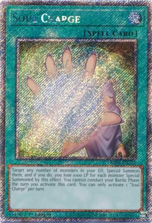 Soul Charge - RA04-EN222 - Platinum Secret Rare 1st Edition Quarter Century Stampede 1st Edition Singles