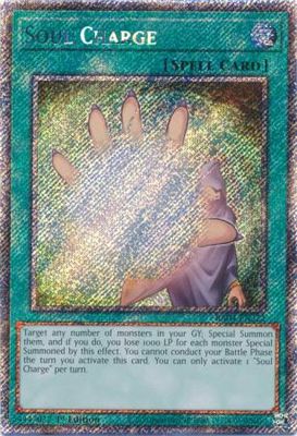 Soul Charge - RA04-EN222 - Platinum Secret Rare 1st Edition Quarter Century Stampede 1st Edition Singles