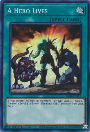 A Hero Lives - RA04-EN087 - Super Rare 1st Edition Quarter Century Stampede 1st Edition Singles
