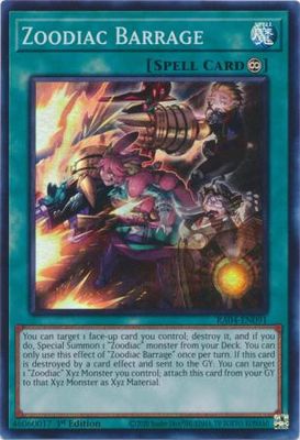 Zoodiac Barrage - RA04-EN091 - Super Rare 1st Edition Quarter Century Stampede 1st Edition Singles
