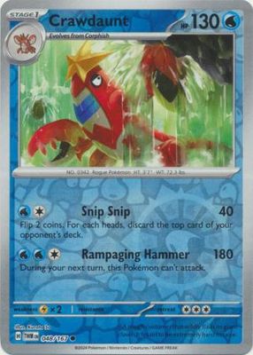 Crawdaunt - 048/167 - Common Reverse Holo Scarlet &amp; Violet: Twilight Masquerade Reverse Holo Singles