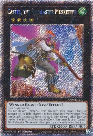 Castel, the Skyblaster Musketeer - RA04-EN230 - Platinum Secret Rare 1st Edition Quarter Century Stampede 1st Edition Singles