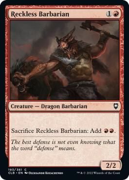 Reckless Barbarian 193/361 - Commander Legends: Battle for Baldur&#39;s Gate (CLB)