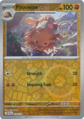 Piloswine - 078/159 - Common Reverse Holo Scarlet &amp; Violet: Journey Together Reverse Holo Singles