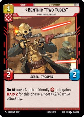 Benthic &quot;Two Tubes&quot; - Partisan Lieutenant - Spark of Rebellion (SOR) Spark of Rebellion