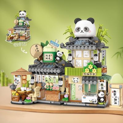 City Tea House Building Blocks Set, Openable Panda Construction Tea Shop Building Toys for Boys Girls Age 8+, 860pcs Mini Bricks Nuevo