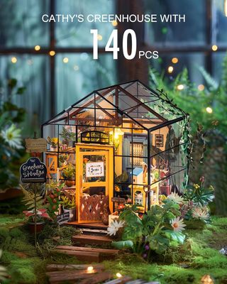 Rolife DIY Miniature House Kit Greenhouse, Tiny House Kit for Adults to Build, Mini House Making Kit