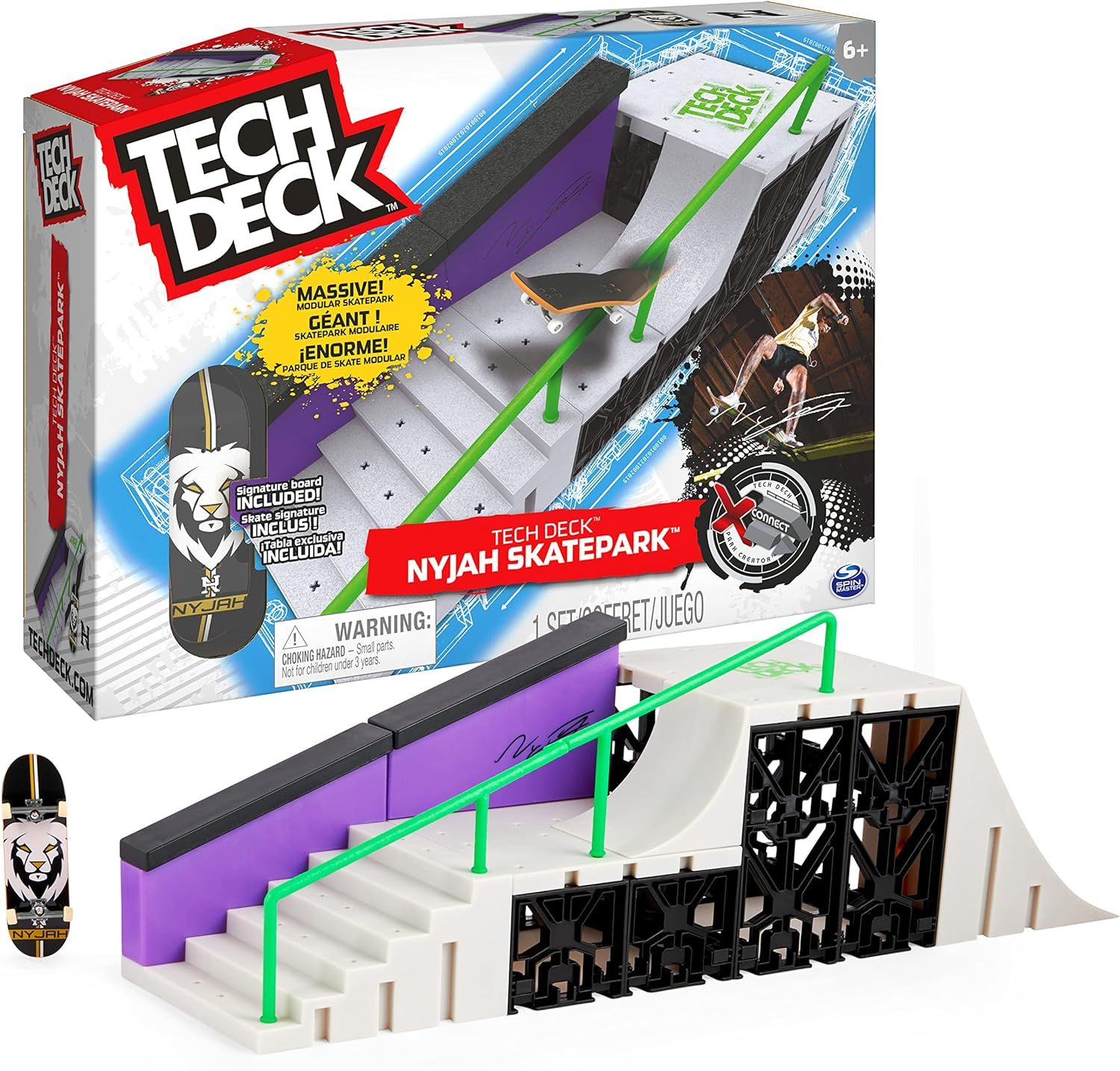 Tech Deck, Nyjah Skatepark X-Connect Park Creator, Massive Customizable Skatepark Ramp Set with Exclusive Fingerboard