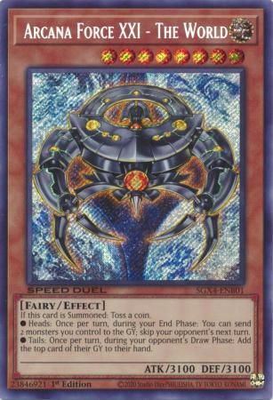 Arcana Force XXI - The World - SGX4-ENB01 - Secret Rare 1st Edition Speed Duel GX: Midterm Destruction Singles