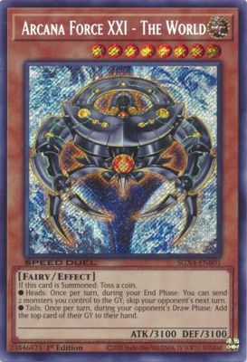 Arcana Force XXI - The World - SGX4-ENB01 - Secret Rare 1st Edition Speed Duel GX: Midterm Destruction Singles
