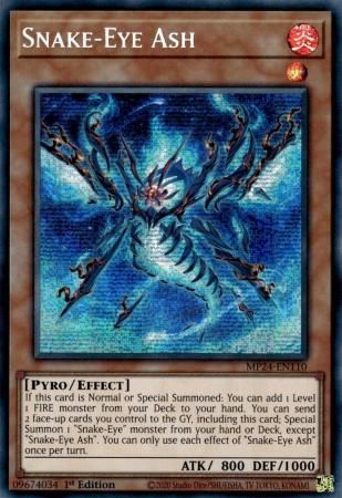 Snake-Eye Ash - MP24-EN110 - Prismatic Secret Rare 1st Edition Mega Tin 2024 Dueling Mirrors Singles