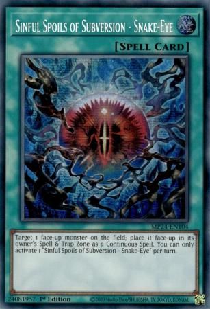 Sinful Spoils of Subversion - Snake-Eye - MP24-EN104 - Prismatic Secret 1st Edition Mega Tin 2024 Dueling Mirrors Singles