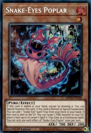 Snake-Eyes Poplar - MP24-EN128 - Prismatic Secret Rare 1st Edition Mega Tin 2024 Dueling Mirrors Singles