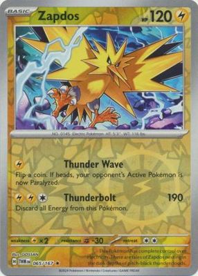 Zapdos - 065/167 - Holo Rare Reverse Holo Scarlet &amp; Violet: Twilight Masquerade Reverse Holo Singles