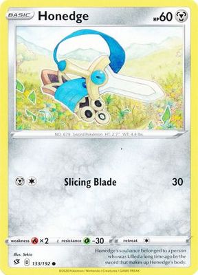 Honedge - 133/192 - Common Sword &amp; Shield: Rebel Clash Singles