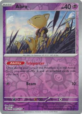 Abra - 080/167 - Common Reverse Holo Scarlet &amp; Violet: Twilight Masquerade Reverse Holo Singles