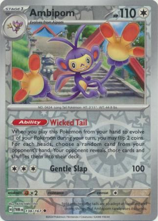 Ambipom - 138/167 - Uncommon Reverse Holo Scarlet &amp; Violet: Twilight Masquerade Reverse Holo Singles