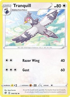 Tranquill - 144/192 - Uncommon Sword &amp; Shield: Rebel Clash Singles