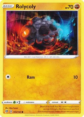 Rolycoly - 105/192 - Common Sword &amp; Shield: Rebel Clash Singles