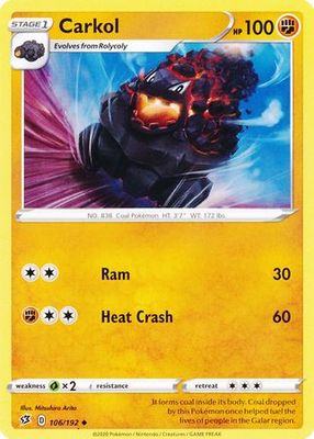 Carkol - 106/192 - Uncommon Sword &amp; Shield: Rebel Clash Singles
