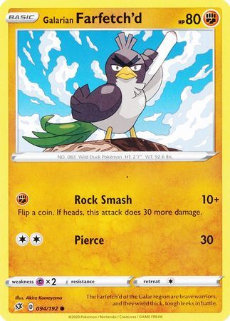 Galarian Farfetch&#39;d - 094/192 - Common Sword &amp; Shield: Rebel Clash Singles