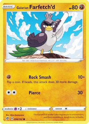 Galarian Farfetch&#39;d - 094/192 - Common Sword &amp; Shield: Rebel Clash Singles