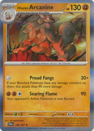 Hisuian Arcanine - 100/167 - Holo Rare Scarlet and Violet: Twilight Masquerade Singles