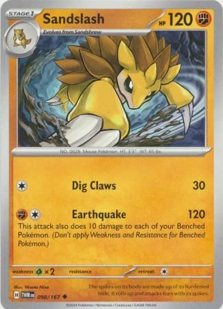 Sandslash - 098/167 - Uncommon Scarlet and Violet: Twilight Masquerade Singles