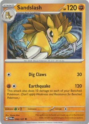 Sandslash - 098/167 - Uncommon Scarlet and Violet: Twilight Masquerade Singles